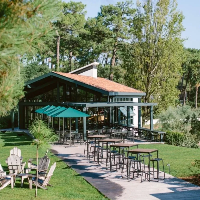 The garden and terrace of Les Hortensias du Lac